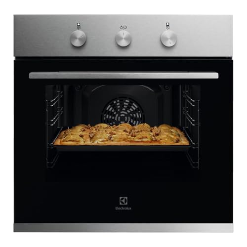 Electrolux KOHHH00BX3 Horno Integrable Multifunción 60 cm, 58L Capacidad, Limpieza AquaClean, 6 Funciones con Turbo y Grill, Clase A, Mandos Fijos, Puerta 2 Cristales, Acero Inoxidable
