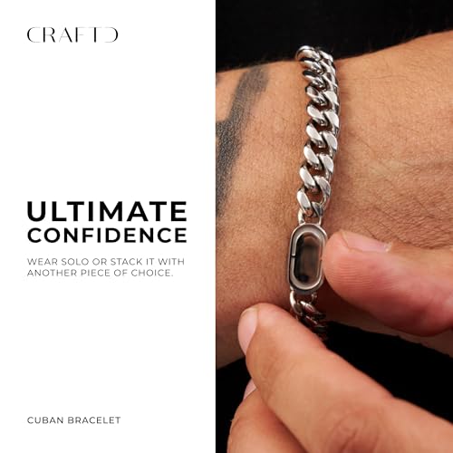 CRAFTD | Cuban Link Bracelet |Waterproof, Heat & Sweat Resistant | Gifts for Men | Men's Jewelry | Size 8MM |2