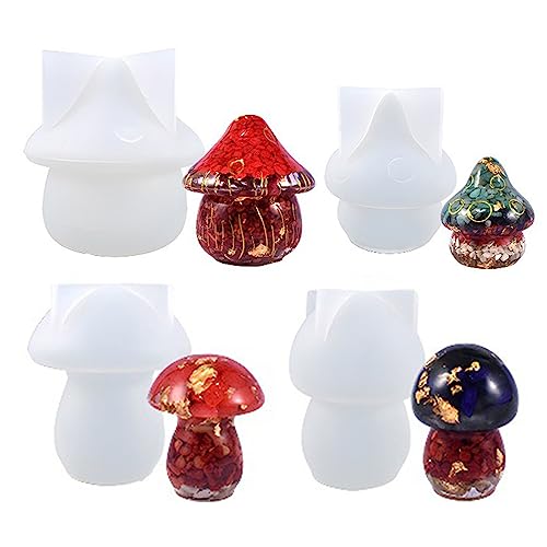 Bustlwor Moules en Silicone en Forme de Champignon pour Résine, Moule en Résine Epoxy pour Boîte à Bijoux, Moules en Résine Epoxy pour Bricolage, pour...