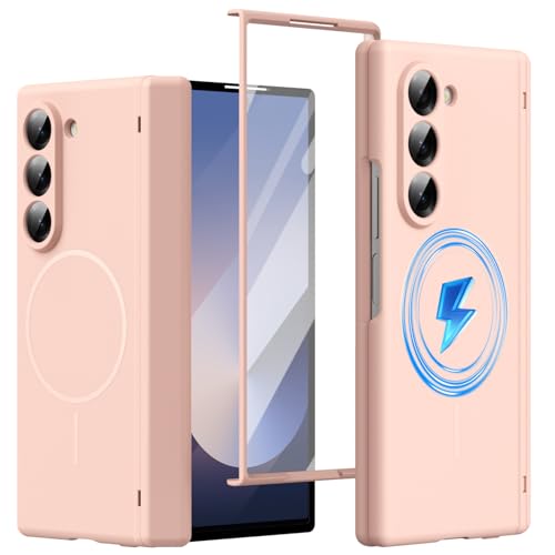 Coque silicone pour Samsung Z Fold6 rose à induction magnétique stable