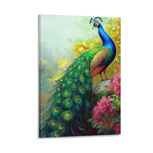Tableau paon murale image sur toile cadeau idéal crémaillère