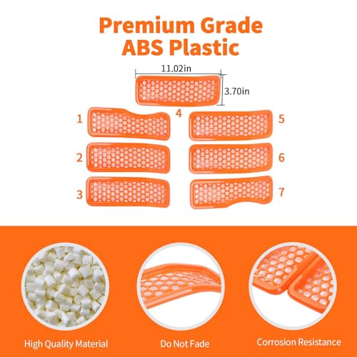 Image of Front Grill Insert Mesh Grille Inserts Cover Kit 7Pcs Compatible with 2024-2025+ Jeep Wrangler JL JLU & Gladiator JT Exterior Accessories (Orange)