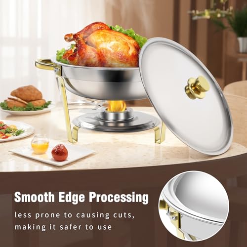 Chafing Dish Buffet Set, 4 Pack 3.5L Round Chafing Dishes & Food Warmers, Silver Chafing Dishes for Buffet, Stainless Steel Chafers for Catering Lid & Lid Holder, Food Warmers for Any Parties by Generic - Image 8