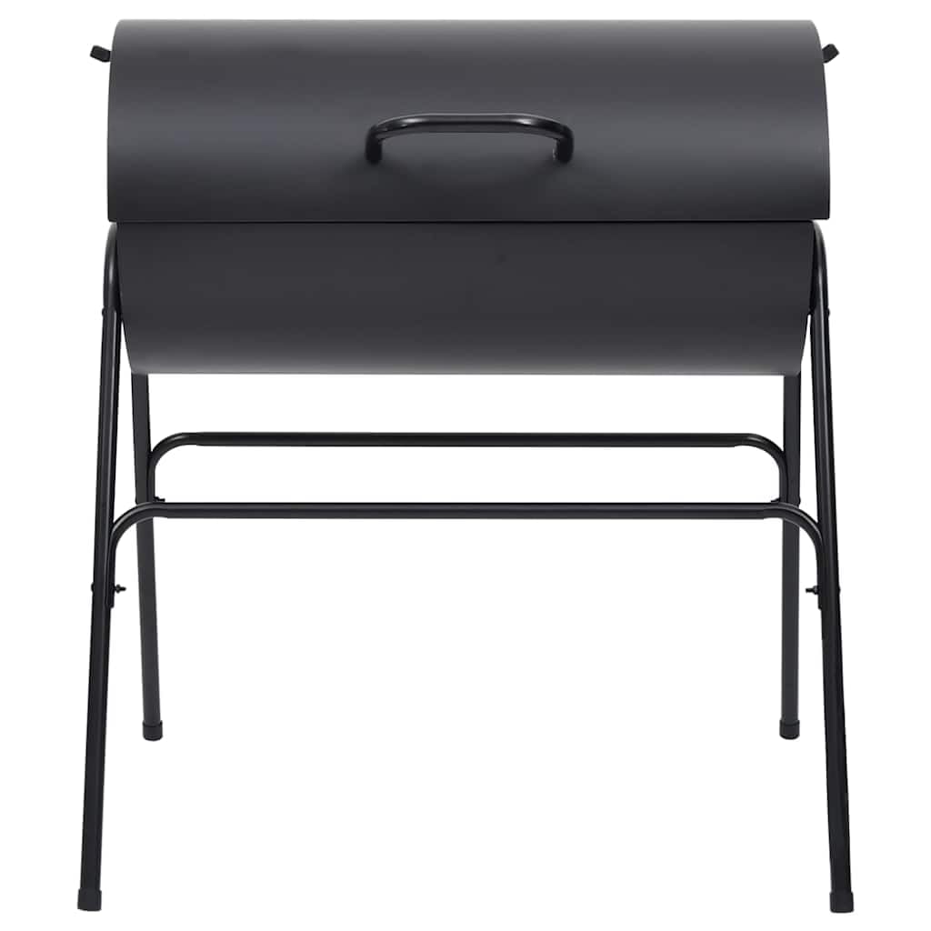Grill Beczkowy Stalowy Czarny 80x95x90 cm