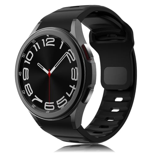 Rugged No Gap Band for Samsung Galaxy Watch Band 7 FE 6 5 4 44mm 40mm/Galaxy Watch 6 Classic Bands 47mm 43mm/Watch 5 Pro 45mm/Watch 4 Classic 46mm 42mm, Silicone Wristband Sport Strap Men Women