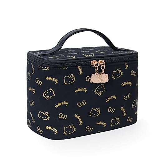 AmBealla Large Makeup Bag with Handle Travel Cube Cosmetic Bags Brush Holder Zipper Pouch Case Organizer for Women and Girls, Black Bucket Bag