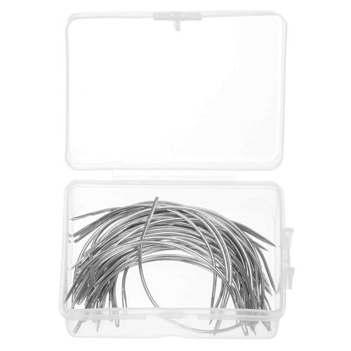 Image of HARFINGTON 50Pcs Curved Needles 3.5 inch C Type Weaving Sewing Needles Wig Making Upholstery Big Eye for Carpet Leather Canvas Repairing Blocking Knitting