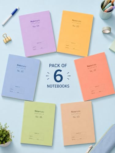 Image of DOODLE Notemate A4 Notebook Pack of 6 | 160 Pages Each | Smooth Paper | Minimal Design Notebooks for School, College, Office, Notes, Lists, Study & Everyday Writing