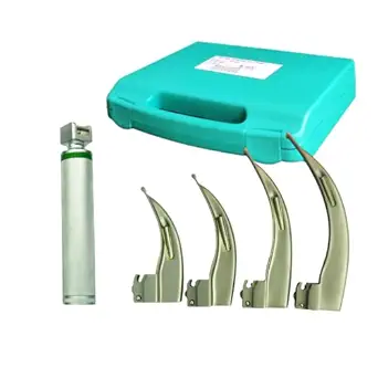 Medisafe Fiber Optic Laryngoscope with 4 blades (S:Adult),Green Macintosh Type Stainless Steel Set(High quality Blade and device container,4 pcs led matt finish with standard handle non mat finish)