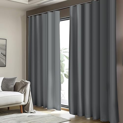 Image of Room Divider Blackout Curtain Track Curtains Wall Dividers Panels Screen for Living Rooms Bedroom Office Privacy Partition Separation, W100 x L84 Inch,1 Panel, Light Grey
