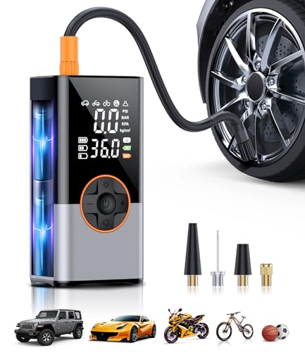 Tire Inflator Portable Air Compressor, 20000mAh & 150PSI Portable Air Pump for Car Tires with LCD Dual Screen, 2X Faster Inflation Electric Air Pump for Cars, Bikes & Motorcycle Tires, Balls
