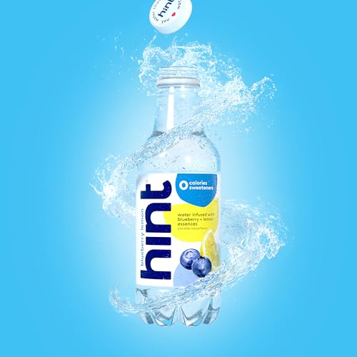 Hint Fruit-Infused Bottled Water, Blueberry Lemon - Sugar Free Flavored Water with Zero Calories, Natural Fruit Essences, and No Artificial Sweeteners - 16 Fl Oz (Pack of 12)