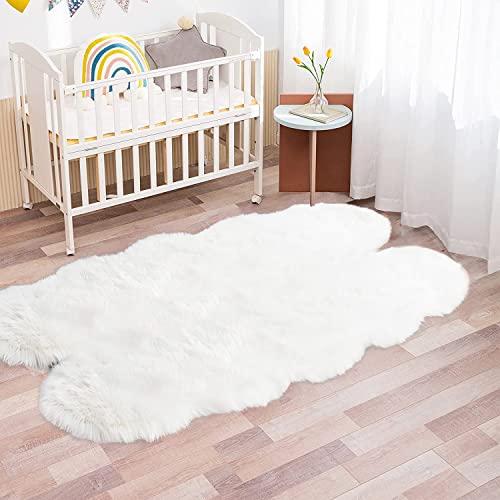 Latepis Sheepskin Rug 4X6 Area Rug White Faux Fur Rug For Bedroom Bedside Rug Fluffy Rugs For Living Room Fuzzy Rug Plush Soft Rug Luxury Home Decor #TOP2