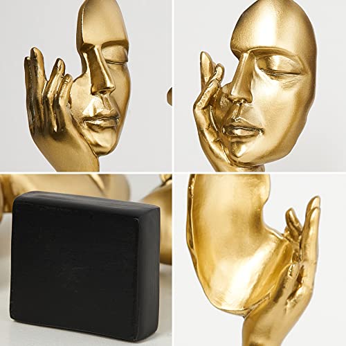 Funterest 3 Pcs Gold Decor Thinker Statues Sculptures For Shelf Decor, Golden Statues Home Decor Accents, Table Decorations For Living Room Bedroom Office, Bookshelf Decorative Objects #TOP5