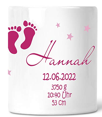Zarto® Taufgeschenke für Mädchen personalisiert - Spardose Kinder-Baby Keramik - Geschenk-Idee Geburt Taufe - Individuell mit Namen - Its a Girl - rosa pink Cover