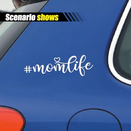 Image of Smilfuy 7 inch x 2 inch Mom Life Car Vinyl Decal Sticker, Waterproof Bumper Sticker for Women, New Moms, Cute Decorative Mom Life Sticker for Cars, Trucks, SUVs, Windows, Laptops, Walls (White)