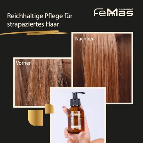 Foto von FemMas Haar-Serum Arganöl & Keratin 100ml I Anti-Frizz Behandlung von trockenem, sprödem & strapaziertem Haar I Haarkur gegen Spliss & Haarbruch I Keratin & Argan Treatment für Glanz & Geschmeidigkeit