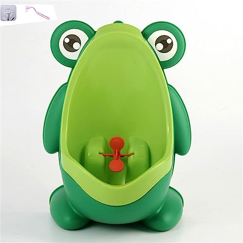 Tonain男の子の便器 子供立ちトイレ 高さ調節可能なトイレ 壁の小便器に立っている少年 (緑のカエル)