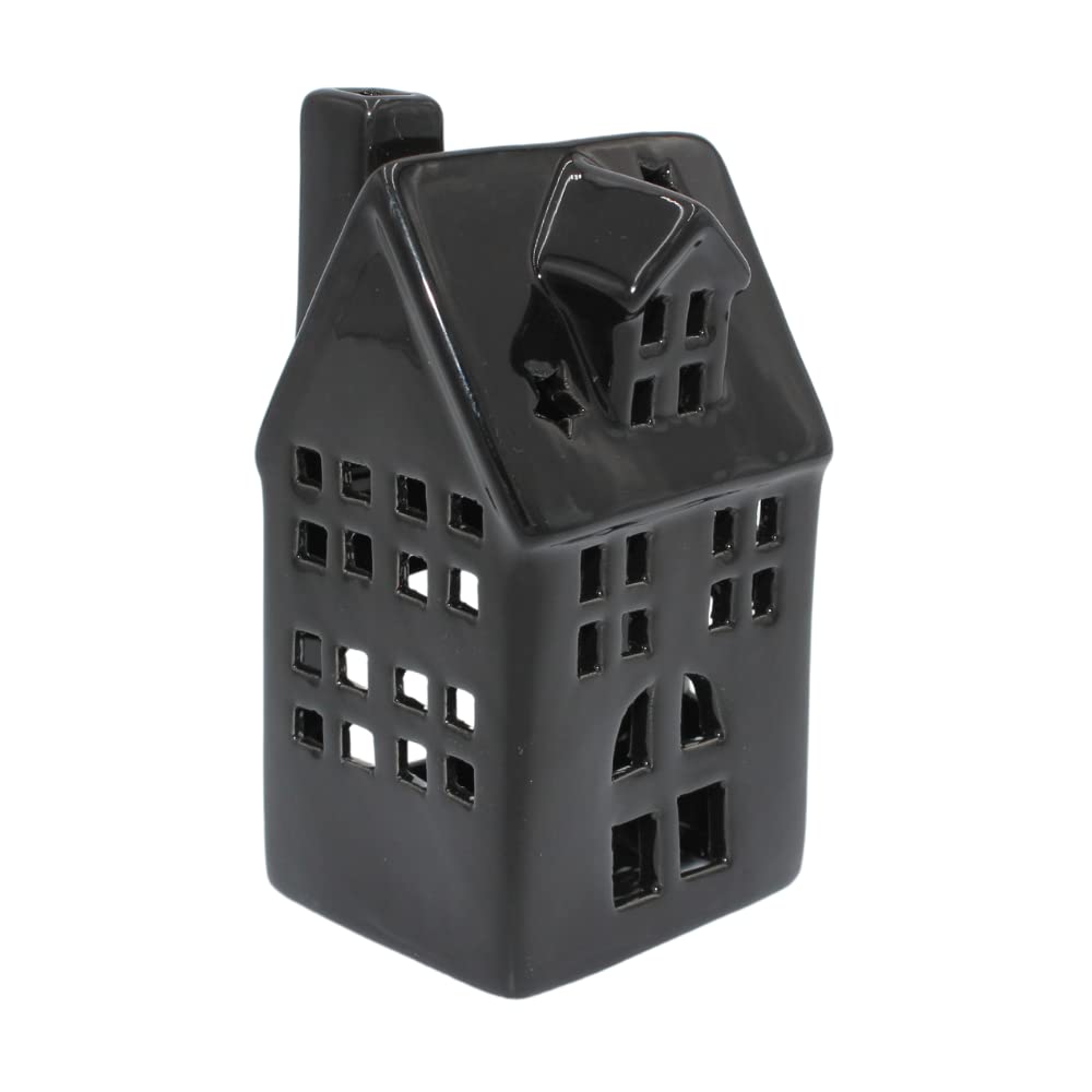 Domek z lampionu/domek z porcelany w kolorze czarnym, wymiary dł./szer./wys. ok. 7 x 8 x 16 cm