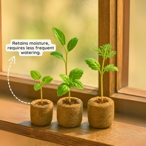 Image of Bombay Greens Organic Netted Cocopeat Coir Discs Seeds Germination pellets Coin Seedling Tray for Plants Indoor and Outdoor Gardening - Pack of 100 Coco Discs