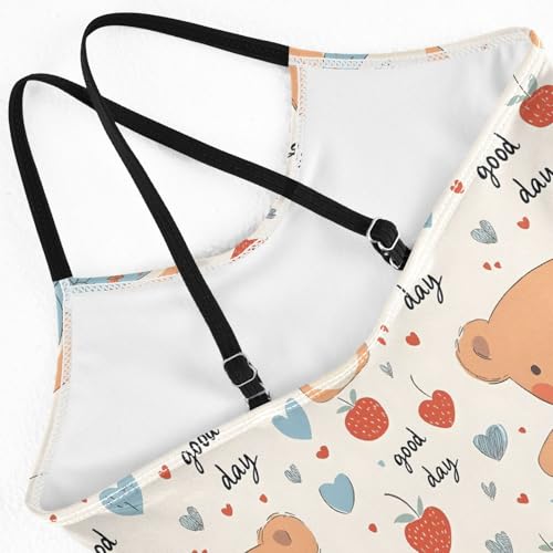 senya Girls Swimsuits One-Piece Swimwear Tie Bathing Suit Beach Summer Round Neck 7-8T Little Bear Apple Pattern4