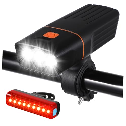 Phare à trois lumières HEMOTON rechargeable USB avec support rotatif et étanche