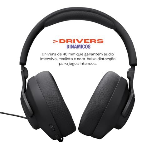 JBL, Fone de Ouvido Com Fio, Quantum 100M2, Headset Gamer, Over Ear, Microfone Removível - Preto