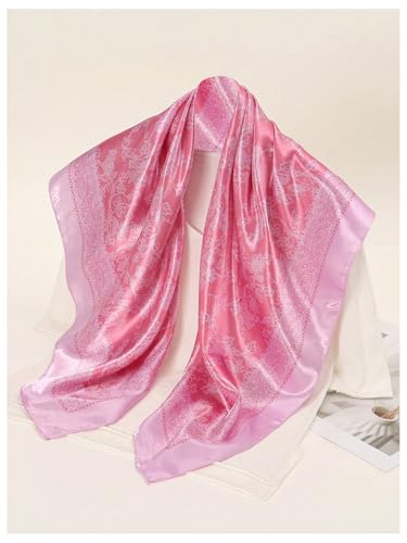 WDIRARA Women's Boho Floral Print Head Scarf Bandana Square Hair Scarf3