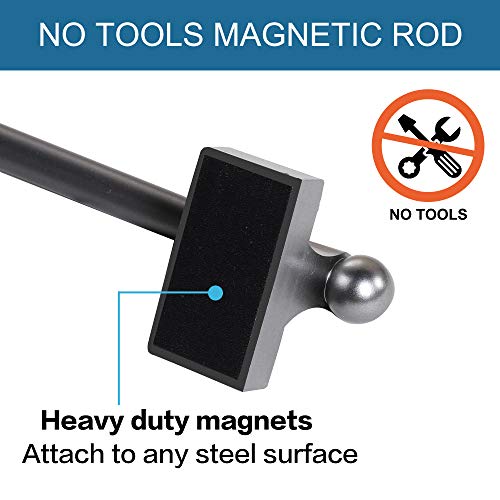 H.versailtex 4 Pack Magnetic Curtain Rods For Metal Doors Multi-Use Adjustable Rods Tool Free For Iron And Steel Place 1/2" Diameter, With Petite Ball Finials (9"-16", Pewter) #TOP1