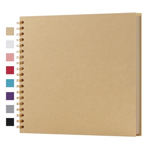 potricher 10 x 10 Inch DIY Scrapbook Album 40 Pages Hardcover Kraft Paper Scrap Book Photo Albums Memory Book for Wedding and Anniversary Family (Yellow, 10 Inch)