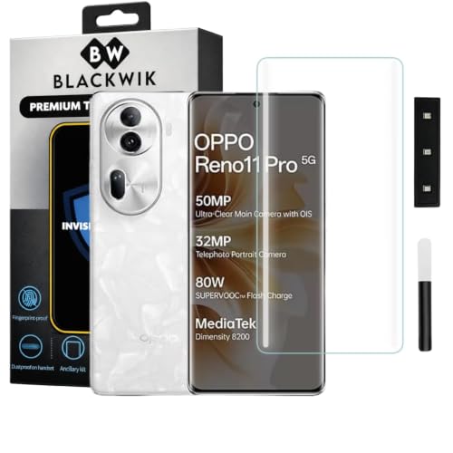 Image of Blackwik Premium Curved UV Tempered Glass For Oppo Reno 11 Pro Cellphone (Transparent, Pack Of 1) Advanced Border Less Full Screen Coverage UV Screen Protector Guard With Installation Kit