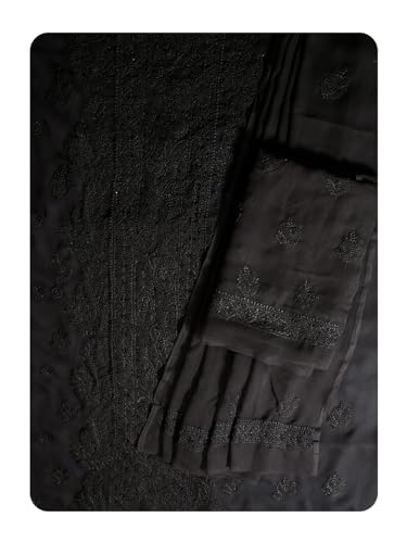 Image of Ada Hand Embroidered Lucknowi Chikankari Unstitched Georgette Salwar Suit with Dupatta for Women - Dress Material 3990