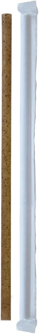 PacknWood 210CHCO19JW 0.2 x 7.75 in. Compostable Wrapped Coffee Ground Jumbo Straw - 2000 Piece