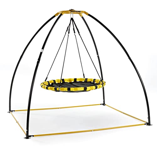 JumpKing UFO Swing Trampoline With Round/Rectangular Seat | Comfortable & Sturdy Kids Trampoline With 360° Range, EVA Foam Cushion, Great For Outdoor Fun & Relaxing, For Grass Or Woodchip Areas