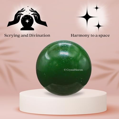Image of Certified Dark Green Aventurine Crystal Ball for Meditation - Premium Crystal Vastu Items for Home and Feng Shui Items for Good Luck - Ideal for Pooja Supplies and Spiritual Practices (1 Inch)