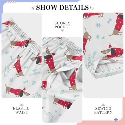 ZZXXB Merry Christmas Dachshund Snow Boys Long Pants Soft Trousers Elastic Waist Kids Lounge Bottoms with Pockets S-XL4