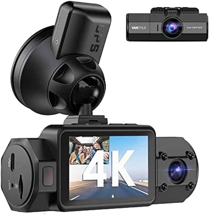 Vantrue N2S 4K Dash Cam with GPS, Front and Inside Dual 2.5K 1440P Dash Camera with GPS, IR Night Vision Uber Car Camera, 24/7 Recording Parking Mode, Motion Detection, 256GB Supported