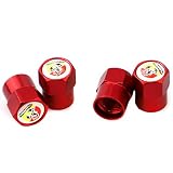 XDG 4Pcs Metal Car Tire Valve Stem Caps Waterproof Cover for Abarth Scorpion Logo with White Background Fit for Fiat Abarth Punto 124/125/125/500 Stilo Styling Decoration Accessories (Red)