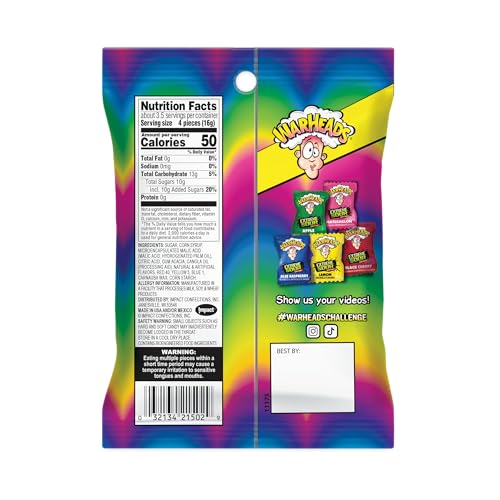 WARHEADS Extreme Sour Hard Candy Assorted Flavors 2 oz Portable Bag - image 2