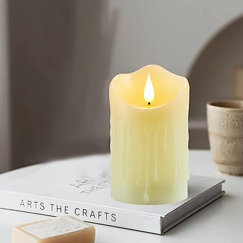 Image of Flickering Flameless Candles, Battery Operated Candles, led Candles with Remote and Timer, led Pillar Candle Real Wax, Led Candle for Home, Wedding, Halloween, Christmas, Party 3 inch x 5 inch