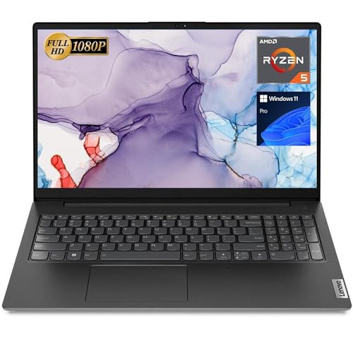 Image of Lenovo V15 Laptop, 15.6 inch FHD Display, AMD Ryzen 5 7520U Processor (Beat Intel i7-1065G7), 16GB RAM, 512GB SSD, HDMI, RJ45, Numeric Keypad, Wi-Fi, Windows 11 Pro, Black