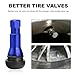 KVAEY 5 PCS TR413AC Tire Valve Stems, Chrome Rubber Tubeless Valve Stems Suit for 0.453 inch Rim Holes, Snap-in Tyre Metal Stems for Standard Vehicle Tires, Car Accessories (Blue)
