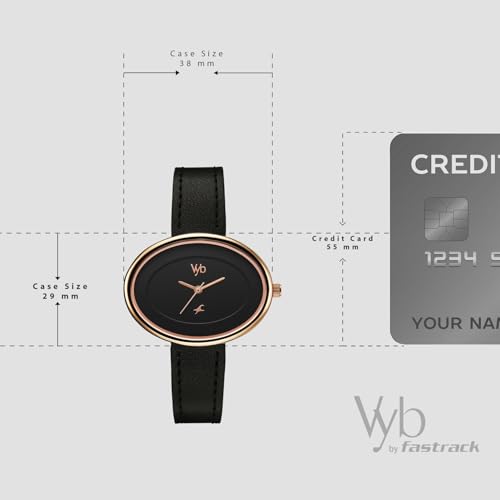 Image of Fastrack Vyb Mirage Quartz Analog Black Dial Black Split Leather Strap Watch for Women - FV60103WL01W