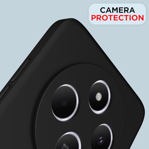 Image of Outlouders Back Cover for Redmi A4 5G / Redmi 14C 5G / Poco C75 5G | Camera Protection | Durable Soft Matte Silicone Bumper Case (Black)