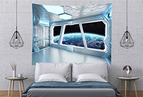 Loccor Tapeçaria de Nave Espacial Tapeçaria de Parede Ficção Científica Futurista Tapeçaria de Pared