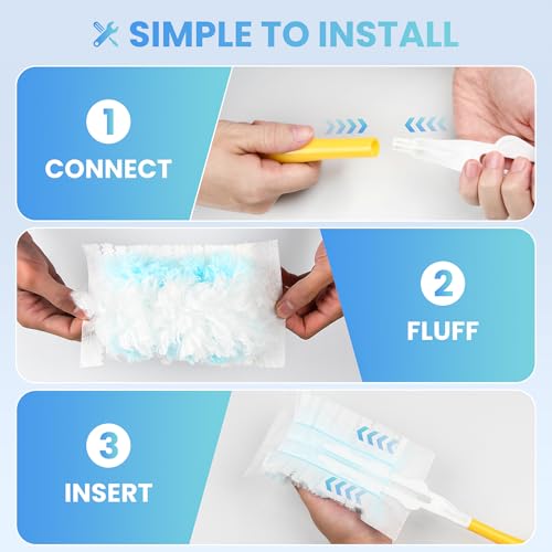Image of 50-Pack 180 Duster Refills for Swiffer Duster Refill, Ultra Sticky Cleaning Duster, Effortless Dusting for Furniture, Fans, Shelves, Long-Lasting & Fragrance-Free with 1 Handle