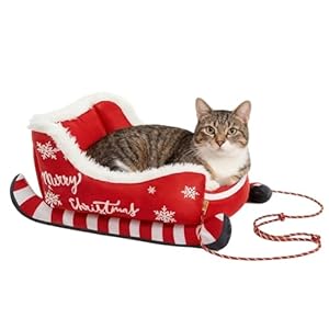 Weihnachts Katzenbett - Mit Rutschfester Unterlage Und Wärmendem Kissen,Waschbares Haustierbett | Für Haustiere Im Winter Für Die Nutzung In Innenräumen, Im Freien, Auto, Auf Dem Sofa Und In Der