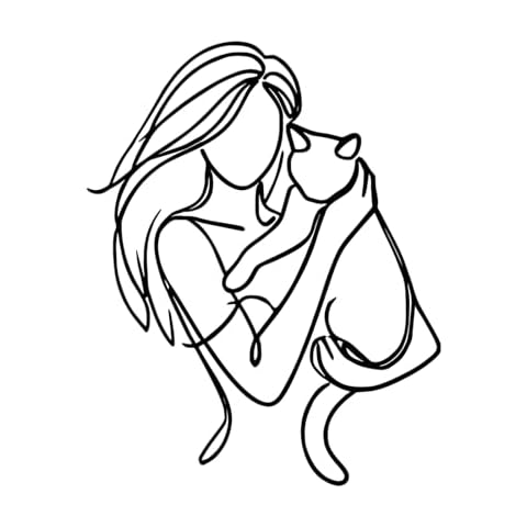 ZGSYH Cat and Woman Metal Wall Art,Woman and Cat Minimalist Line Art,Animal Wall Decor Wall Hangings Reusable Modern Black Home Decor for Cat Lovers(B) Cover
