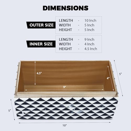 Handicrafts Home Decorative Organizer Box 10x5, Large Keepsake with Lid, Modern Storage, Bohemian Coffee Table, Jewelry & Memory, Accent for Home Décor
