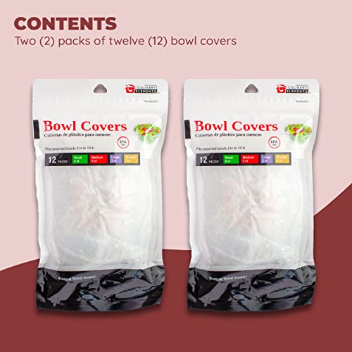 Culinary Elements Reusable Bowl Covers With Elastic, Plastic Food Storage Cover For Leftovers: 24 Bowl Covers #TOP1